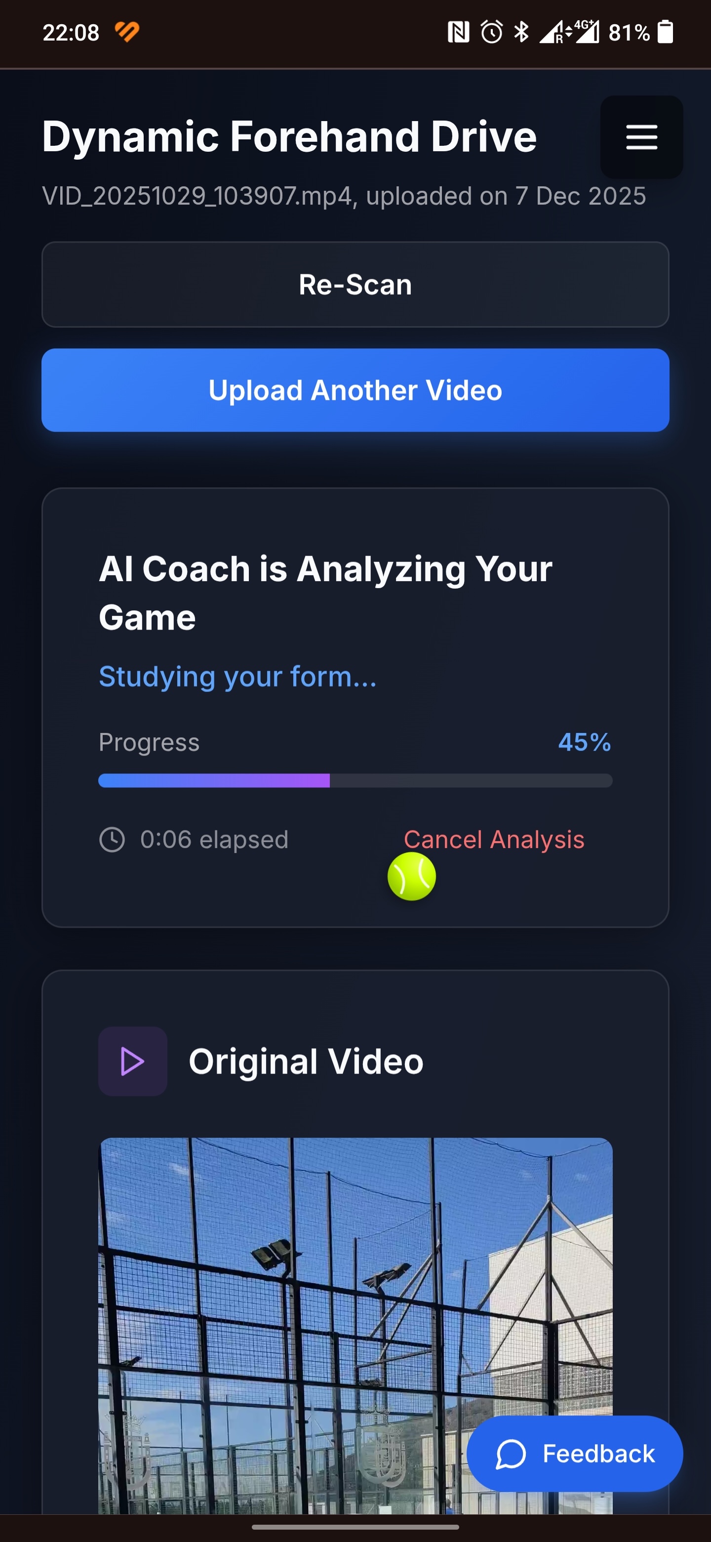 Análisis de vídeo IA en progreso
